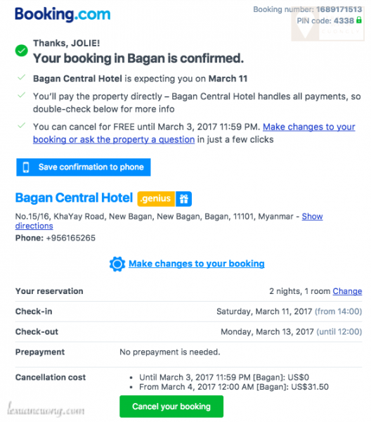 Email confirm booking Hotel.