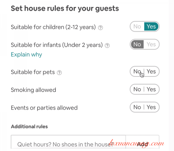 yêu cầu cụ thể với khách từ Airbnb khi thuê nhà bạn là gì?