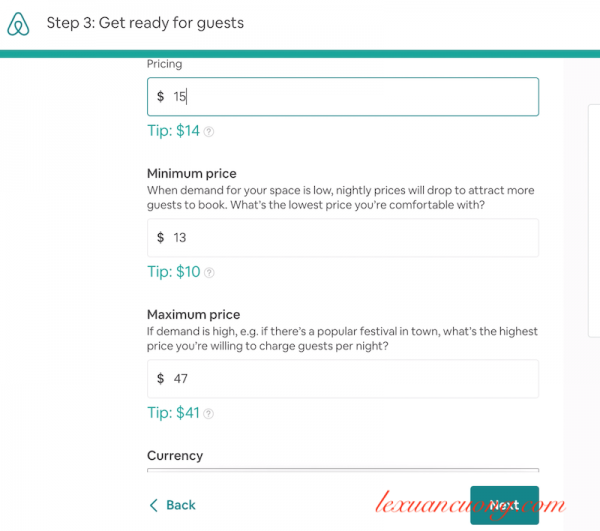 Quy định giá phòng Airbnb của bạn