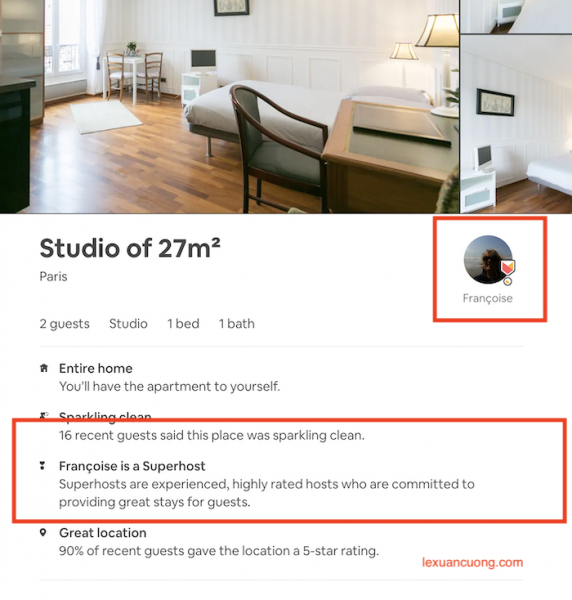 Huy hiệu Super host trên Airbnb bên cạnh avatar